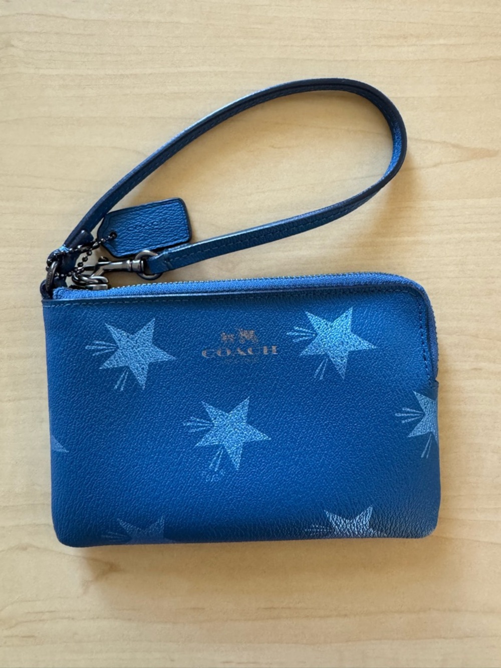 Coach Star Canyon Slate Blue Metallic Wristlet Clutch Limited Edition